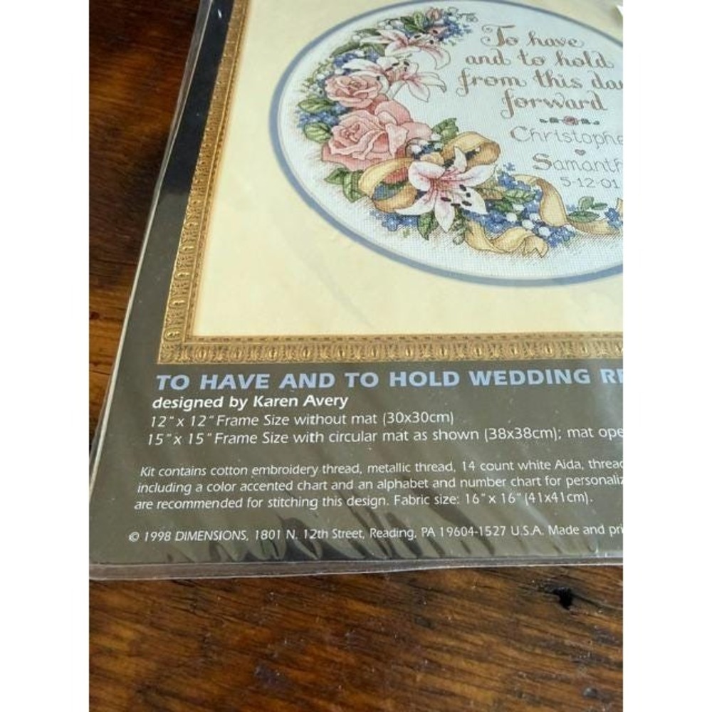 Dimensions Cross Stitch "To Have and To Hold Wedding Record" 1998 Pattern - Picture 6 of 7